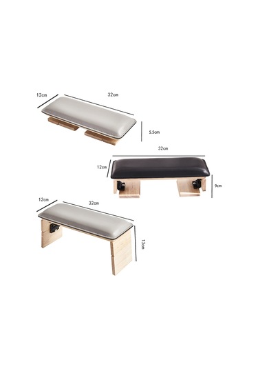 Yifomall Deri Masa Üstü Manikür Yastığı, Katlanabilir, 3 Seviyeli Ahşap Tasarım, Beyaz Renk