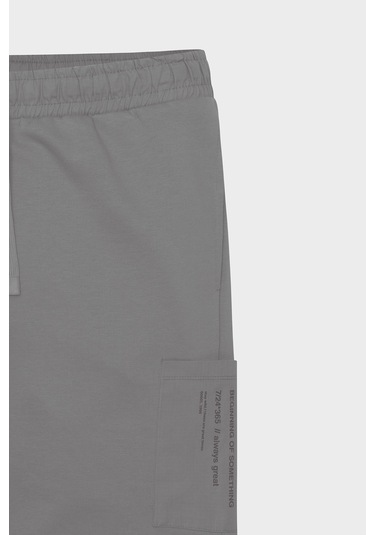 Ac&Co / Altınyıldız Classics Erkek Grı Standart Fit Normal Kesim Pamuklu Cepli Örme Şort Gri