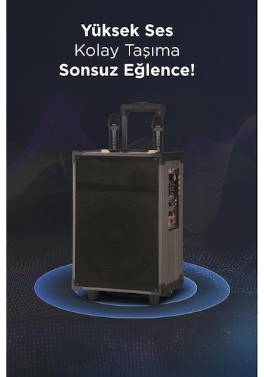 D46 Kahverengi Usb, Tf, Bt, Tws, Fm Çift Mikrofonlu Hoparlör Parti Speaker