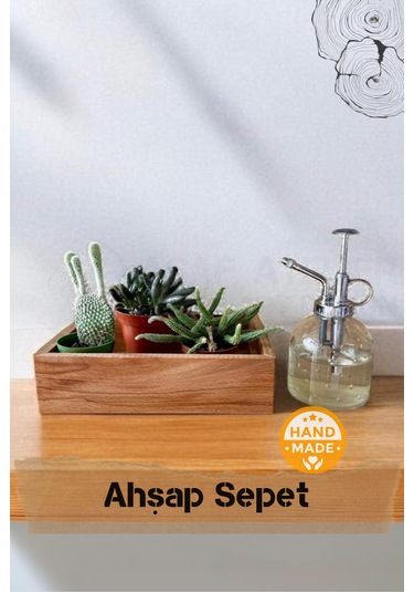 El Yapımı Gürgen Ağacı Ahşap Sepet & Ahşap Kasa 22 X 15 Cm