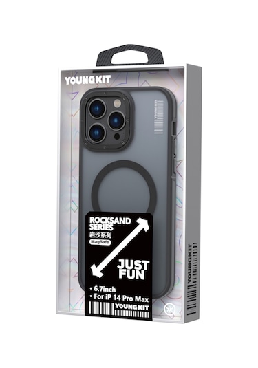 Youngkit iPhone 14 Pro Max Uyumlu Kılıf Magsafe Şarj Özellikli Youngkit Rock Sand Serisi Kapak