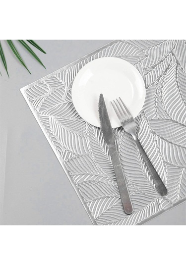 6 Adet Dikdörtgen Yapraklı Yalıtımlı Amerikan Servisi Oyuklu Amerikan Servisi, A Gümüş