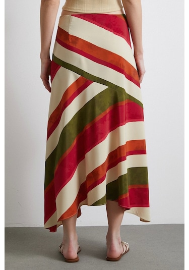 Chery Çizgili Verev Etek Bej Bej