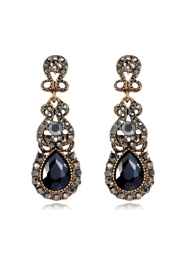 Klasik Damla Küpe Abartılı Atmosferik Alaşımlı Saplama Küpe, Metal Renk: Kırmızı