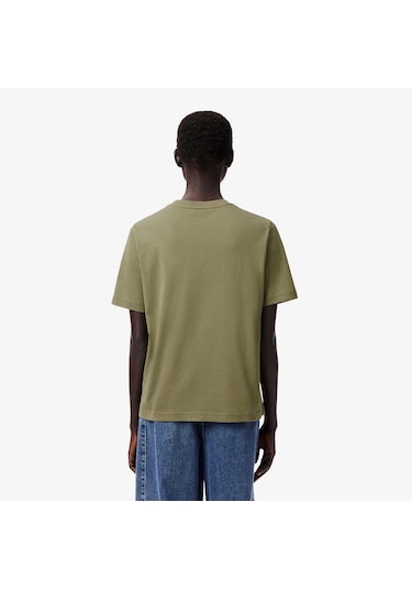 Lacoste V Yaka Organik Pamuk Bayan T-shirt Haki