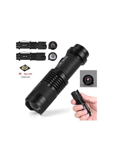 Ebitda Ir Lamba 850nm 5w Zoom Kızılötesi El Feneri Siyah - Gece Görüşü İçin Mükemmel Siyah