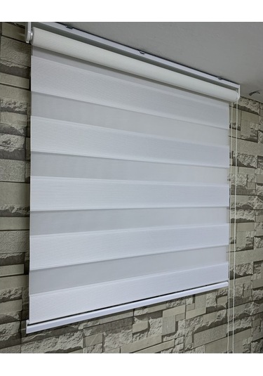 Beyaz Renk Mini Plise Desenli Zebra Stor Perde Tüm Ölçülerde (481204640)