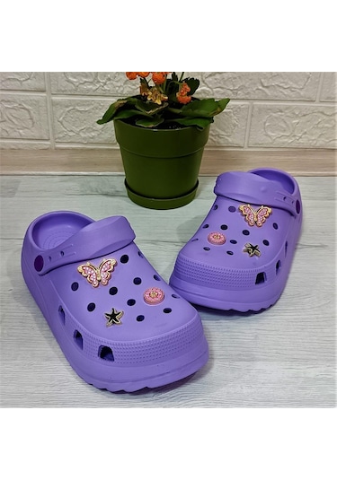 Sonimix 12901 Lila Renk Taşlı Kalın Tabanlı Kadın Terlik 001