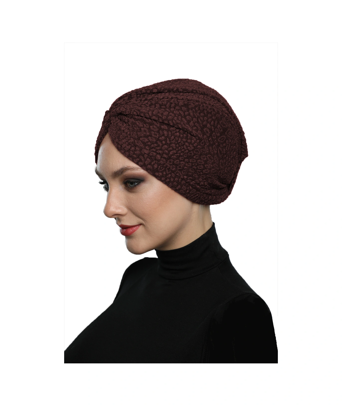 Brokar W Kahverengi Hazır Türban Tesettür Bone Kahve