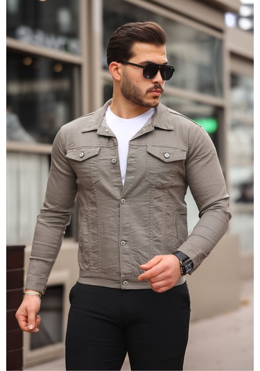 Koyu Bej Erkek Kot Ceket Bej