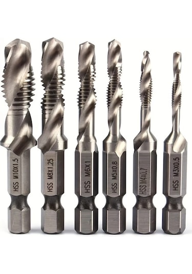 Chuangyinshop G 6pcs 2si1 Matkap Ucu Ve Kılavuz Seti 1/8-3/8 Inç 1/4 Heks