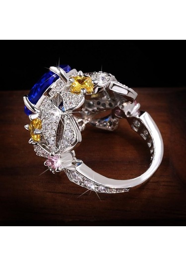 Vintage Takı Lüks Büyük Safir 925 Ayar Gümüş Yüzük Kadınlar Için Zarif Çiçek Nişan Düğün Band Yıldönümü Yüzükler 8 Mavi Vintage Takı Lüks Büyük Safir 925 Ayar Gümüş Yüzük Kadınlar Için Zarif Çiçek Nişan Düğün Band Yıldönümü Yüzükler 8 Mavi