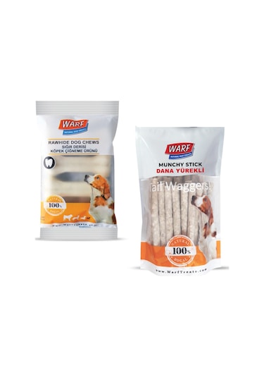 Warf Dana Yürekli Munchy Çubuk 400 G + Beyaz Pres Kemik 7.5 CM 4'lü