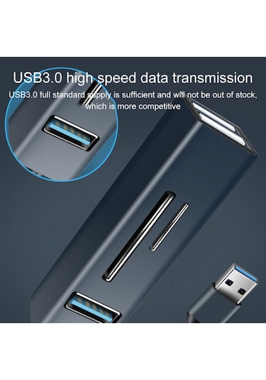15101 5 In 1 Usb3.0 İla 3 X Usb + Sd / Tf Kart Okuyucu Hub Adaptörü Mavi