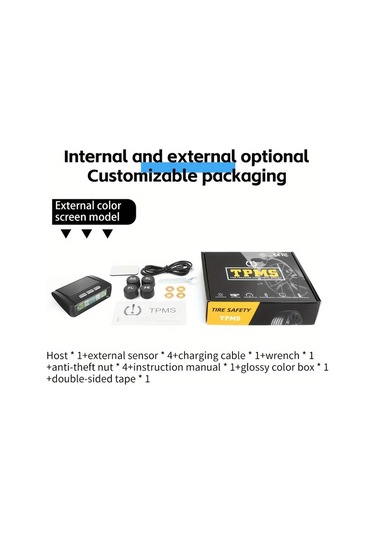 Boatshop1 Ynf Güneş Lastik Basınç İzleme Sistemi Siyah Dört Sensörlü Gerçek Zamanlı Basınç Sıcaklık Okuma