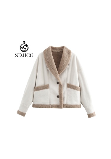 Sonbahar Ve Kış Kadın Retro Ceketleri Beyaz