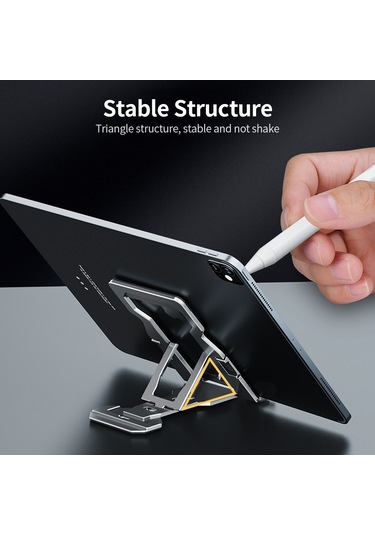 Qingmipy Alüminyum Folding Telefon Ve Tablet Standı - 5 Seviye Yükseklik Ayarı, 11 İnç'e Kadar Uyumlu, Gri