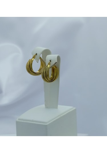 Yeni Sezon Paslanmaz Çelik Altın Kaplama 3'lü Halka Küpe Gold