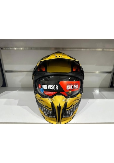 Mt Helmets Streetfıghter Sv Aztec B3 Motosiket Kaskı Sarı - Siyah