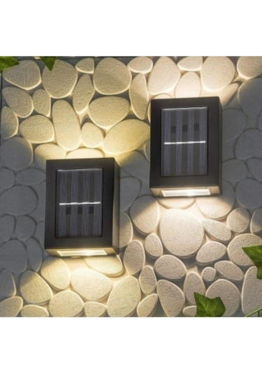 2 Adet Yeni Nesil Solar Çift Yönlü Duvar Lambası Güneş Enerjili Solar Aydınlatma Modern Dekorasyon Aplik Işık