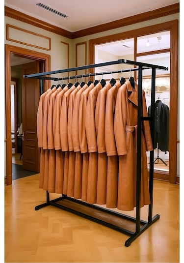 Premium 150 Cm Çelik Konfeksiyon En 105 Cm Elbise Askılık Tekerlekli Demonte Portmanto Hanger Siyah