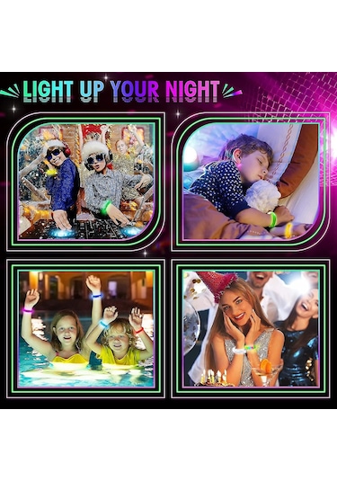 Led Işıklı Pilli Işıklı Rengarenk Kalın Bileklik Işıklı Bilezik Karışık Renk 1 Adet 4434