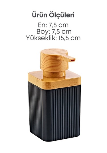 Novahub Gold Metal Standlı Siyah Ahşap Detaylı Sıvı Sabunluk, Klasik Tarzda Gold