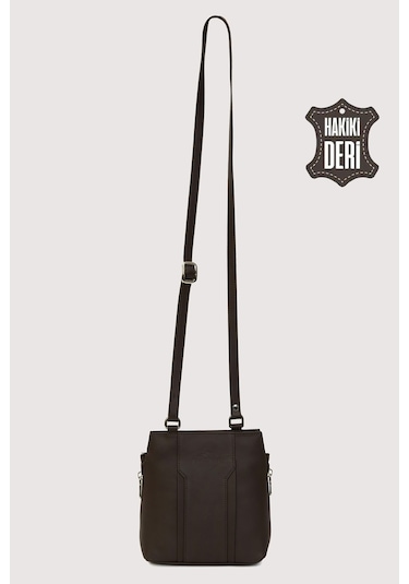 Hakiki Deri Kadın Deri Omuz Çantası Kahverengi Smr562 Kahverengi