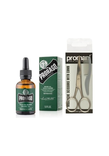 Proraso Olikaptus Sakal Bakım Yağı 30 ML + Promani Sakal Bıyık Makası ve Tarak