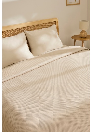 Kaşmir Home Nora %100 Pamuk Çift Kişilik Pike Bej Bej