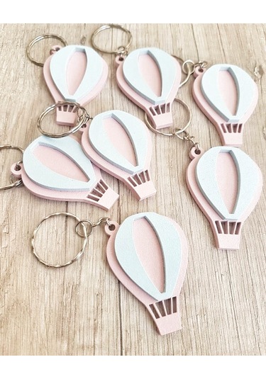 Hdrlazerdizayn Ahşap Bulut Ve Balon Anahtarlık-Kız Bebek/Çocuk(10'Lu Paket)