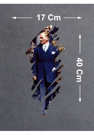 Büyük Atatürk Mustafa Kemal Atatürk Sticker - Araba Oto Motosiklet Karavan Sticker - 00322 40x17 Cm