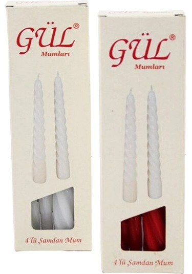 4pcs Şamdan - Burgulu Mum Beyaz - Renkli 17cm 5468 Çok Renkli