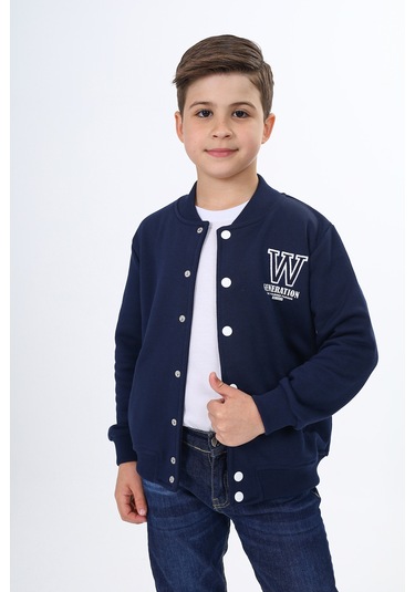 Toontoy Erkek Çocuk Okul Nakışlı Hırka Lacivert