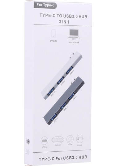 Sones 839 Usb-c/type-c Erkek - Çift Usb 2.0 + Usb 3.0 Dişi Adaptör Gümüş