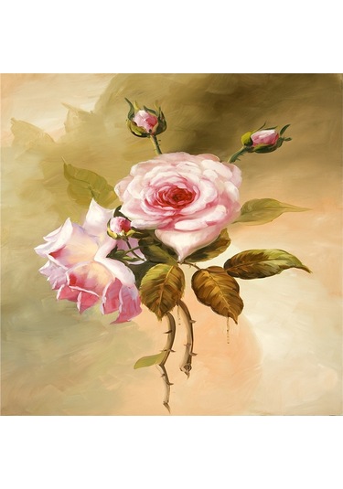 Renkli Güller Doğal Taş Bardak Altlığı 4'lü Set - Natural Stone Coasters - Taş Çok Renkli