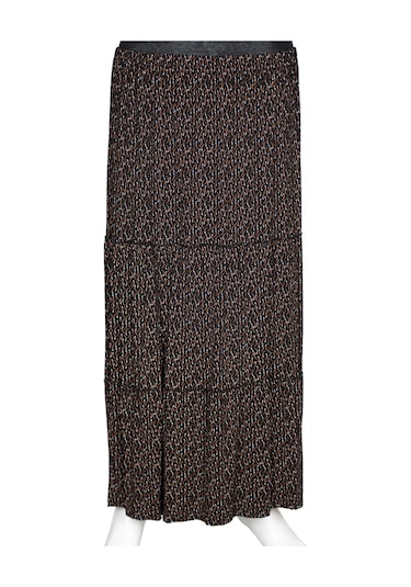 Hesna Kadın Nursel Lastikli 3 Kat Astarsız Siyah Penye Etek D42 Siyah