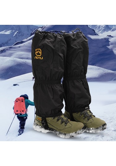 Aotu 1 Çift Su Geçirmez Çorap Oxford Kumaş Bacak Kapak Koruyucu Açık Yürüyüş Tırmanma Kayak İçin Siyah