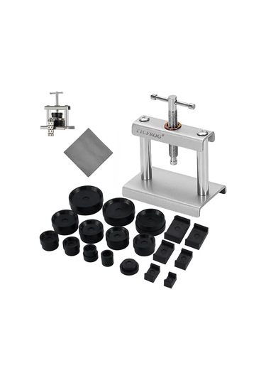 Saat Presleme Aleti, Saat Kristal Presi, Kasa Arkası Kapatıcı, Metal Saat Kasa Arkası Presi, Saat Pili Değiştirme Alet Takımı Yuvarlak Ve Kare Kadranlar İçin 18 Kalıp İçerir Diğer