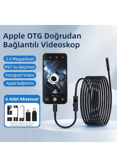 Endoskop 20mp Ip67 - 5 Metre Kablolu Led Aydınlatmalı - Android/ios Uyumlu - Siyah