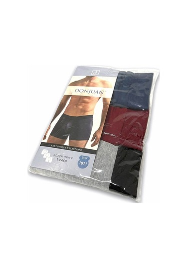 Josejuan 3'Lü Erkek Boxer Koton Likralı Bel Yazılı Lastik 1011