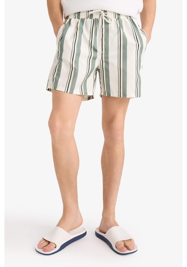 Defacto File Astarlı Microfiber Kısa Boy Deniz Şortu G0177ax25hskh440 Haki