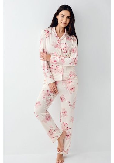 Pierre Cardin Kadın Krem Gömlek Pijama Krem