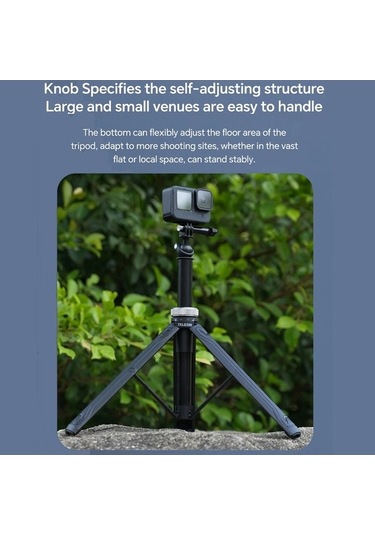 Tongxida 360 Derece Dönen 1,5m Selfie Çubuğu Katlanabilir Tripod Gopro Hero / Insta360 / Djı Osmo Action Siyah