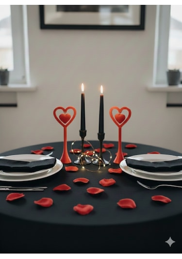 Romantik Masa Dekoru Sevgililer Günü - Yemek Masası Dekoru-ikili Set