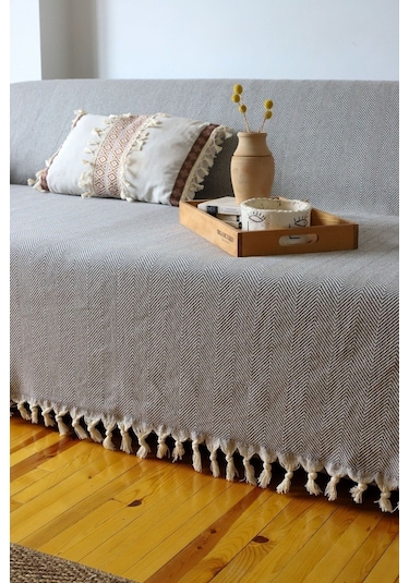 Kolları Örten Koyu Gri Battal Boy Koltuk, Çekyat Örtüsü 180x300 Cm Antrasit Koyugri