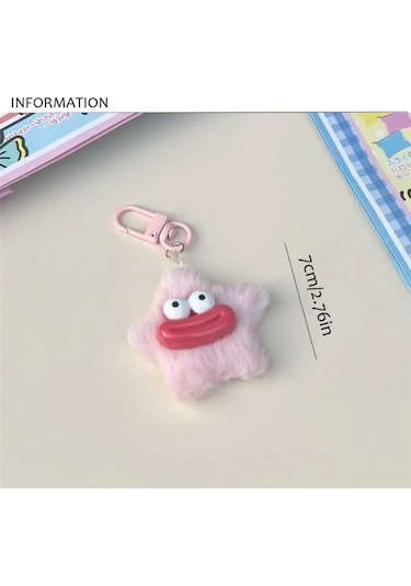 Neevoyu Pembe Yumuşak Plüsh Anahtar Zinciri - 7 Cm Sevimli Tasarım Anahtar Takımı