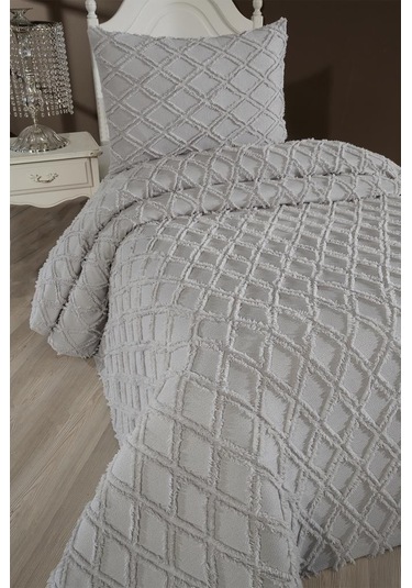 Çeyiz Diyarı Vesya 2 Parça Tek Kişilik Pike Takımı Gri Gri