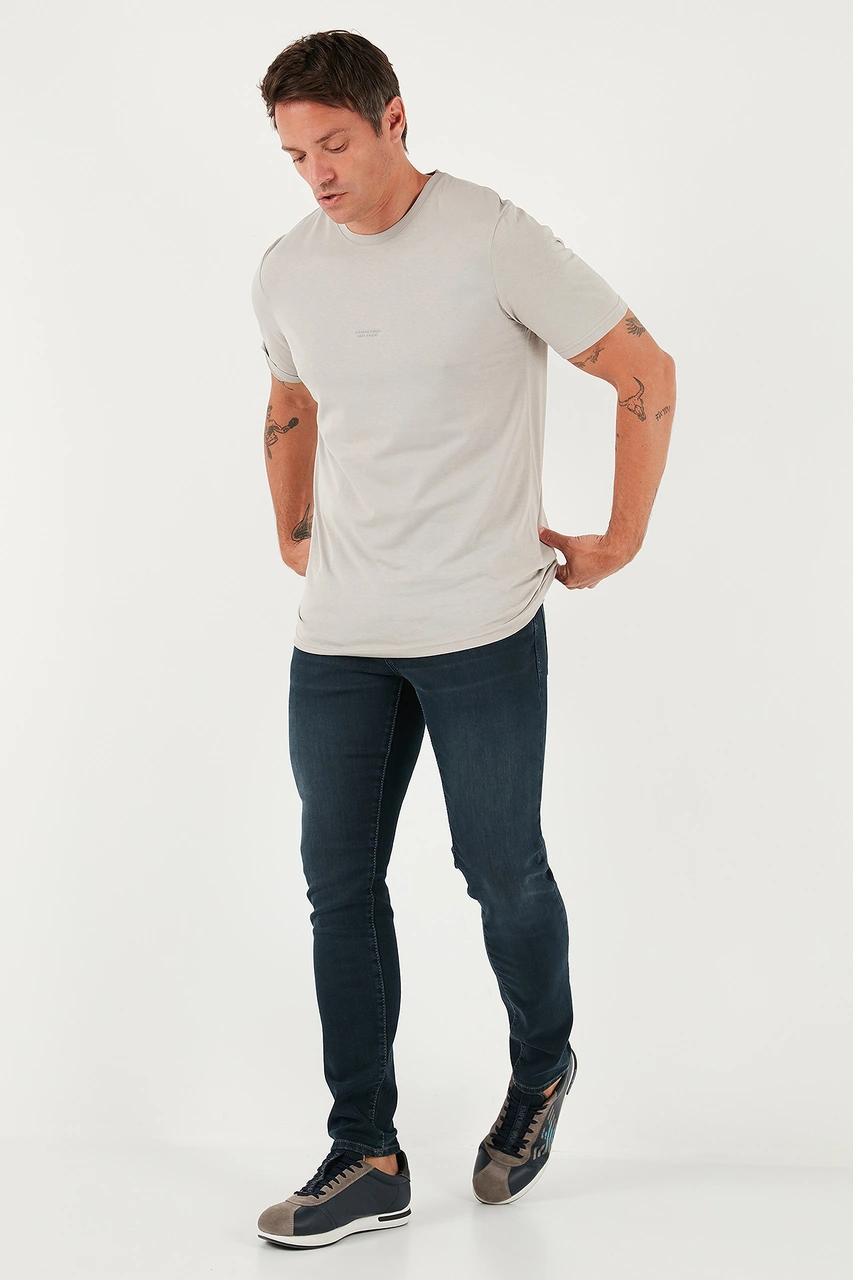 Buratti Yazı Detaylı Pamuklu Regular Fit Bisiklet Yaka Erkek T Shirt 59020203 Kül