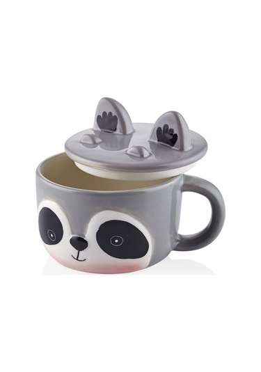 Rakun Kapaklı Kupa 330 Ml Gri